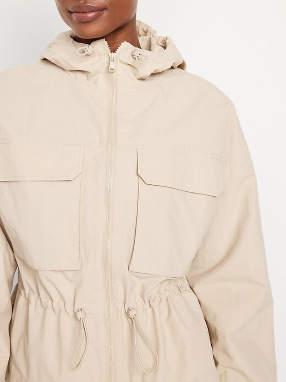 Old Navy Beige Hooded Utility Anorak Jacket
